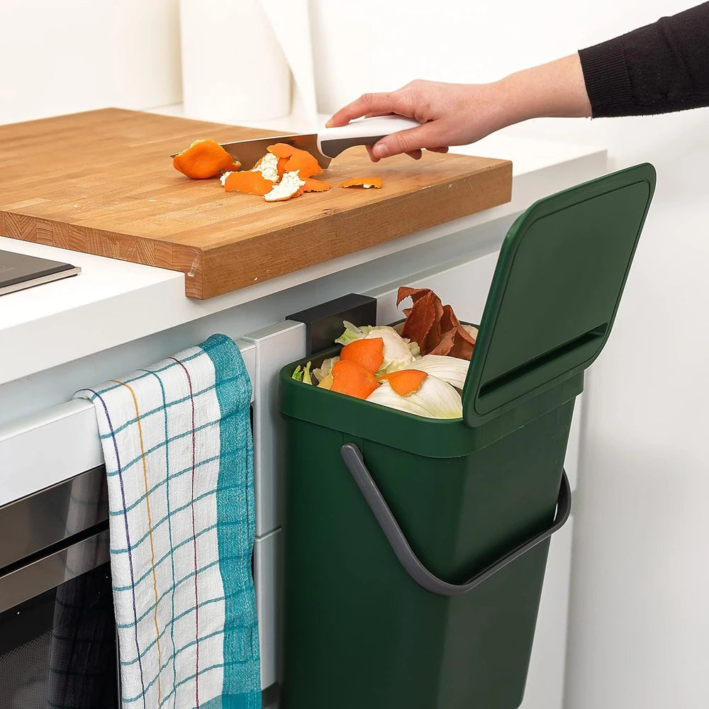 Poubelle suspendue Gino 12L - Poubelle de cuisine bio, 2 couleurs