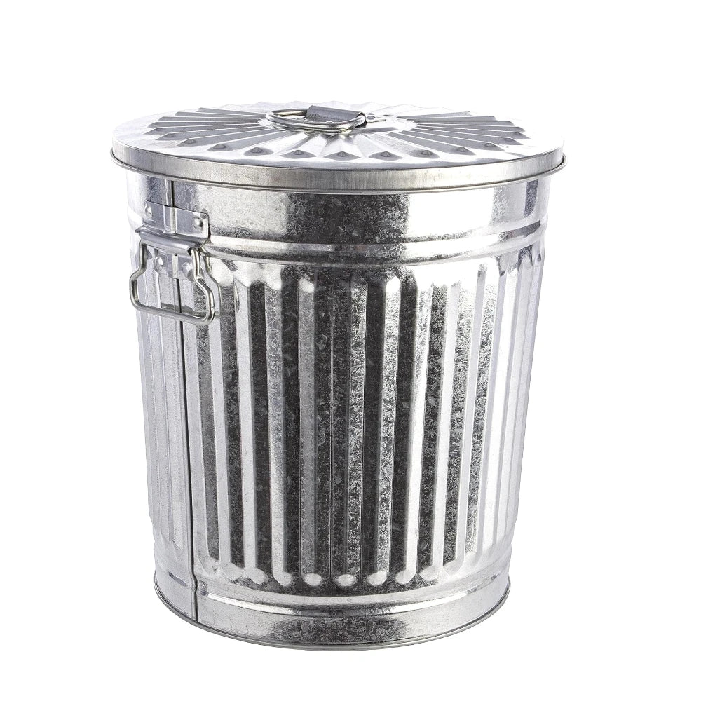 FERCASASHOP® - Waste Bin with Lid, Diameter 42 cm, Height 49 cm, Zinc, Capacity 62 Liters, Basket, Rubbish Bin, for Garbage, Bin with Handles