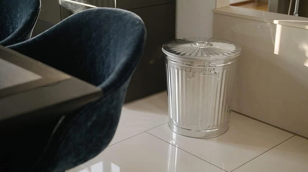 FERCASASHOP® - Waste Bin with Lid, Diameter 37 cm, Height 41 cm, Zinc, Capacity 35 Liters, Basket, Rubbish Bin, for Garbage, Bin with Handles