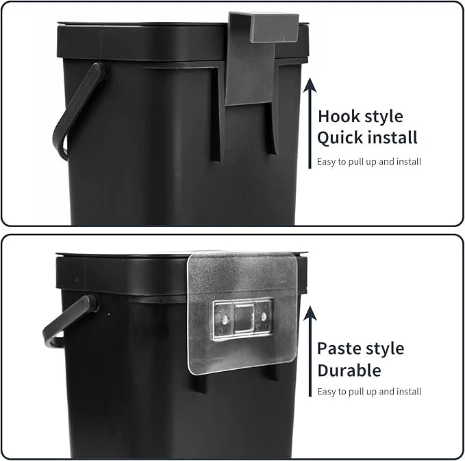 Poubelle suspendue Gino Avio 5L - Poubelle de cuisine bio avec couvercle