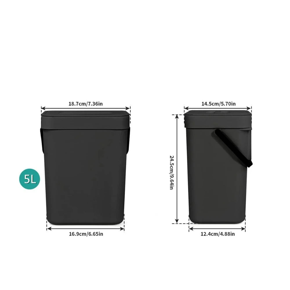Poubelle suspendue Gino Avio 5L - Poubelle de cuisine bio avec couvercle