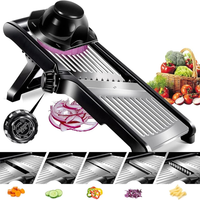 Mandolina Affettaverdure Acciaio Inox Regolabile Salvamano