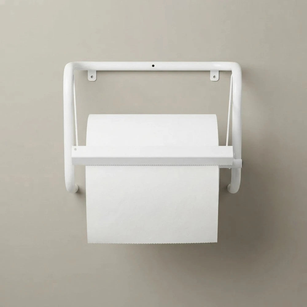 Porte-rouleau de papier mural industriel 39 x 42 cm blanc | Avec coupe-papier