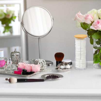 Set da 2 Dispenser per Dischetti di Cotone, Acrilico, Cilindrico, con Coperchio, Bagno, 20x7cm, Vari Colori