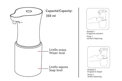 DOSASCHIUMA dispenser per sapone 350 ml CON SENSORE AUTOMATICO.