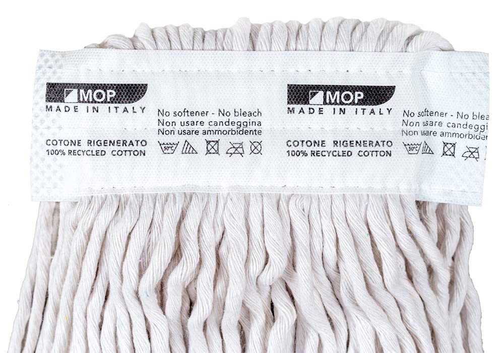 Kit 3 pz ricambio mop cotone professionale gr. 400 con fettuccia + 1 pinza per mop