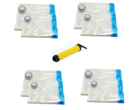 Sacchetti Sottovuoto per Vestiti,Piumomi;Coperte,Cuscini e Biancheria,Set da 2 Pezzi (1 XXL 130X74 cm.+1 L 86X50 cm.) con Pompa Manuale in Omaggio