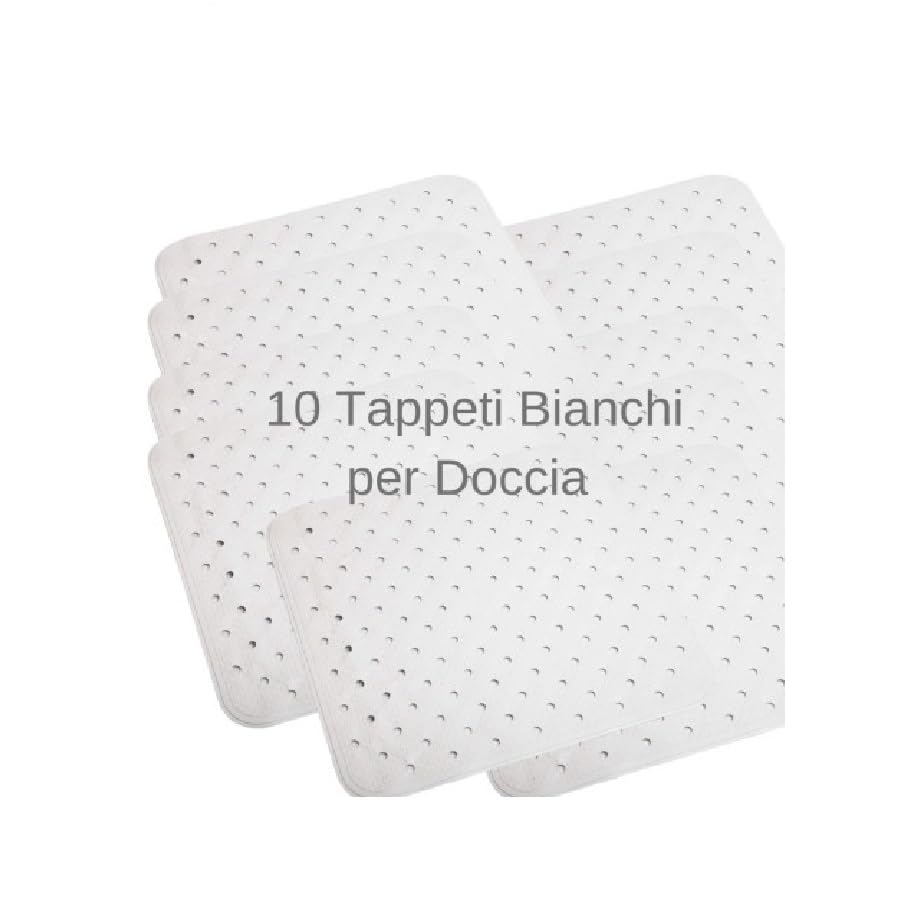 FERCASASHOP Non-Slip Square Shower Mat in White Rubber - LUX, Dimensions 54X54 cm