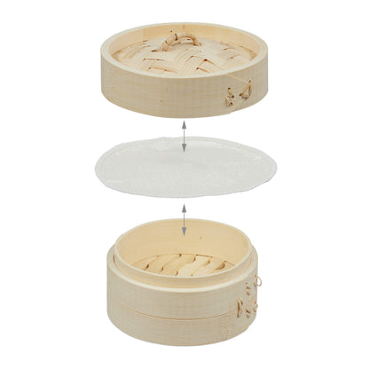 Cuiseur vapeur chinois en bambou avec 3 paniers, 13,5 cm - Cuisson vapeur traditionnelle