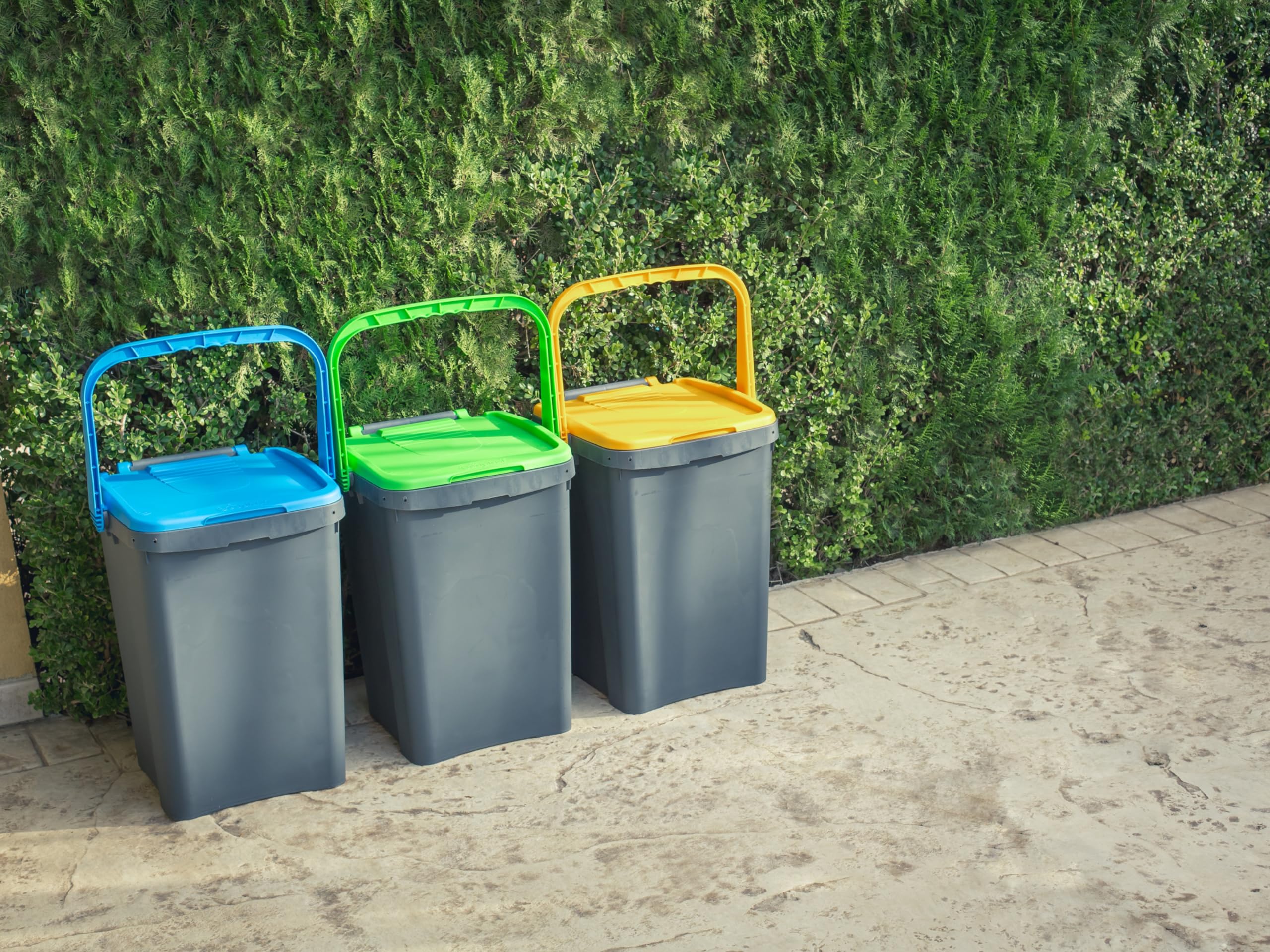 Poubelle de tri sélectif, ouverture type livre, flexible et indéformable, résistante à toutes les températures, idéale pour l'intérieur et l'extérieur, capacité 50 L, fabriquée en Italie