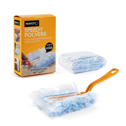 Piumino Spolvero Elettrostatico + 5 Ricambi - Kit Completo Speedypolvere