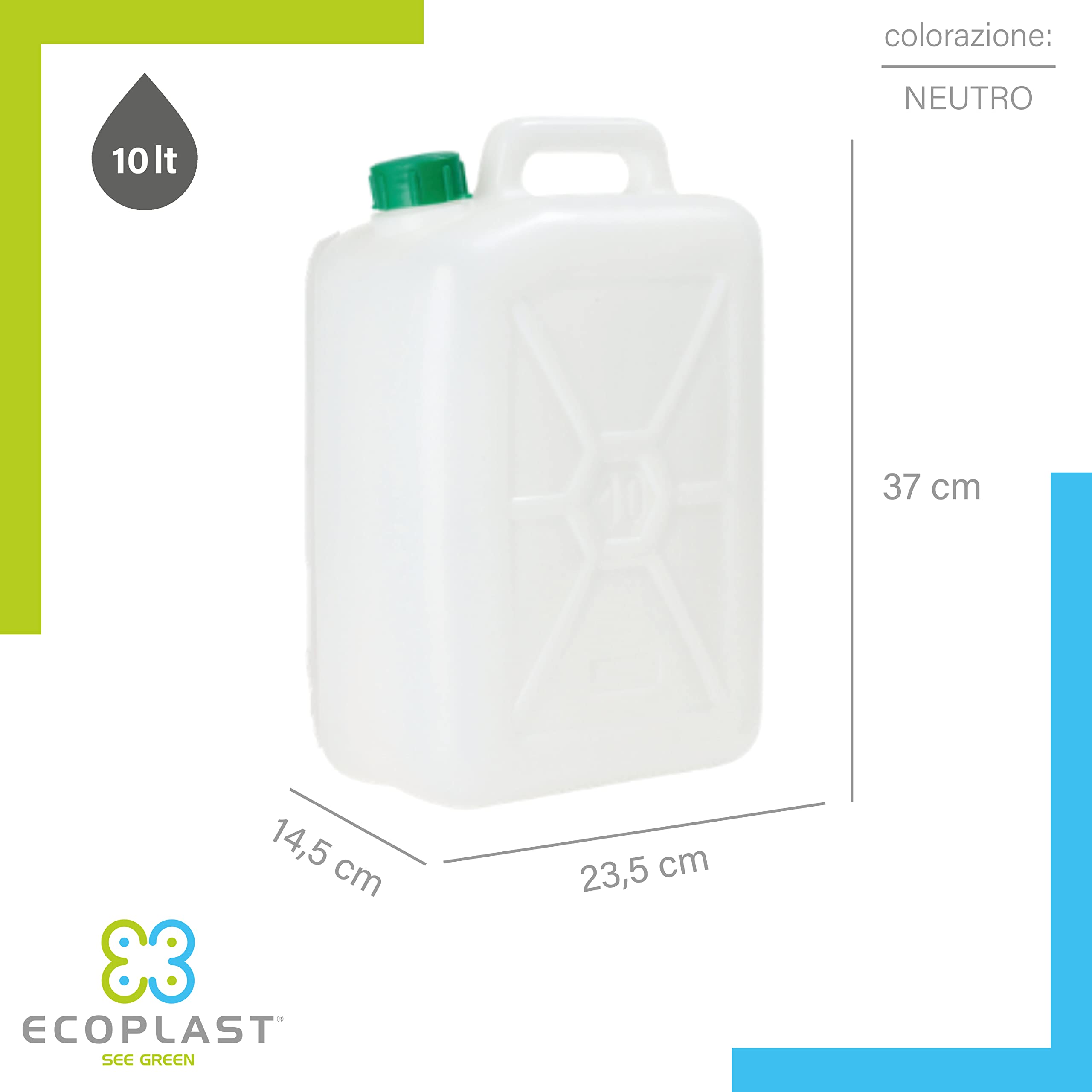 Tanica Ecoplast 5-10-15-20L Tappo Ermetico Made in Italy