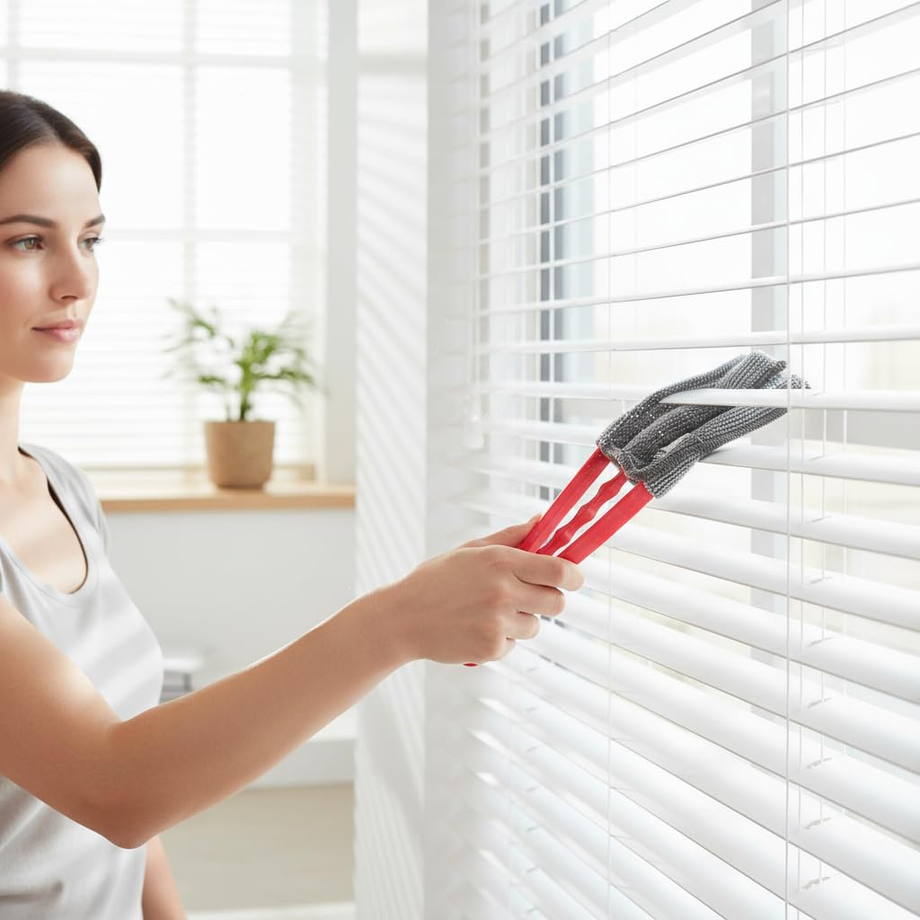 Spazzola Pulisci Persiane Microfibra - Pulitore Tapparelle Veneziane Doppio Lato - 21cm Lavabile
