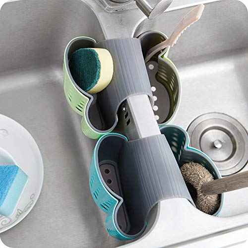 Organizer porta-spugne per lavandini, in silicone a doppio strato, con fori di drenaggio, per casa, cucina e bagno
