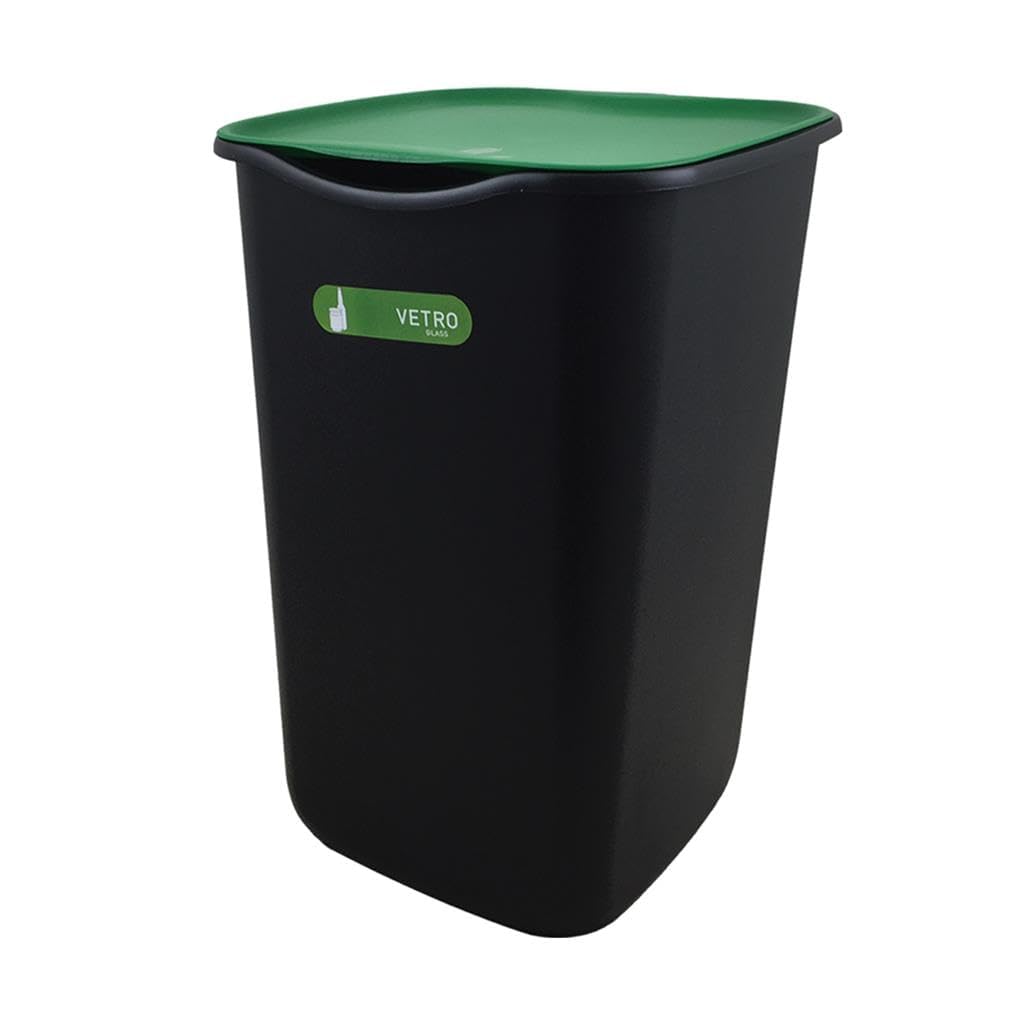 Set 3 Pattumiere Chiuse Per Raccolta Differenziata, 50 Lt Più Omaggio Pattumiera Per Rifiuti Indifferenziati 50 Lt Con 30 Pezzi Di Sacco Con Maniglia Mis. Maxi Cm.70x75