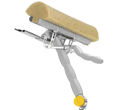 Window cleaner with wringer sponge for washing and rubber for drying, extendable handle 110-174 cm, for professional glass and window cleaning, with movable head.