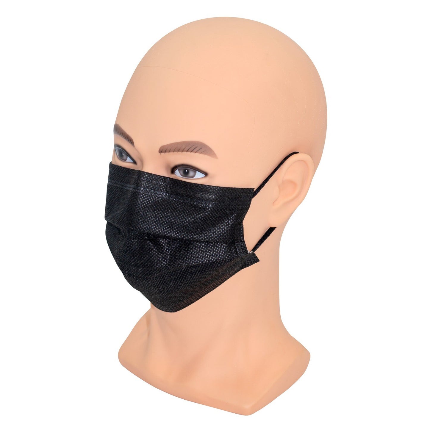 50 BLACK 3-LAYER MASKS IN A PACK OF 10 PCS.