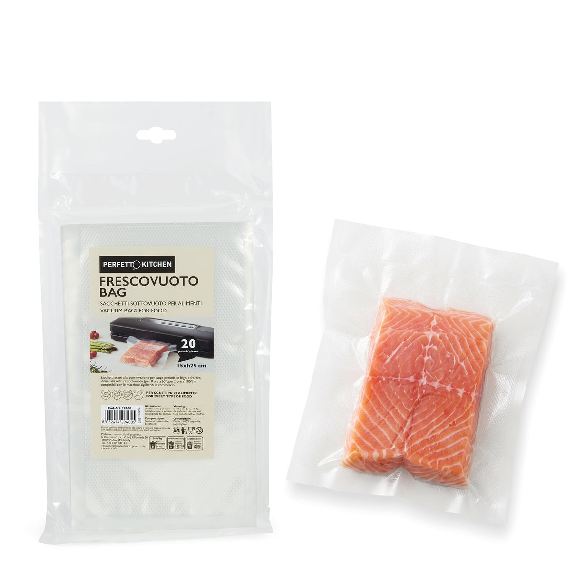 Perfetto Kitchen Frescovuoto Bag, Sacchetti Sottovuoto per Alimenti, 20 Pezzi, 5 Misure