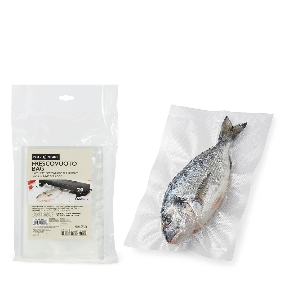 Perfetto Kitchen Frescovuoto Bag, Sacchetti Sottovuoto per Alimenti, 20 Pezzi, 5 Misure