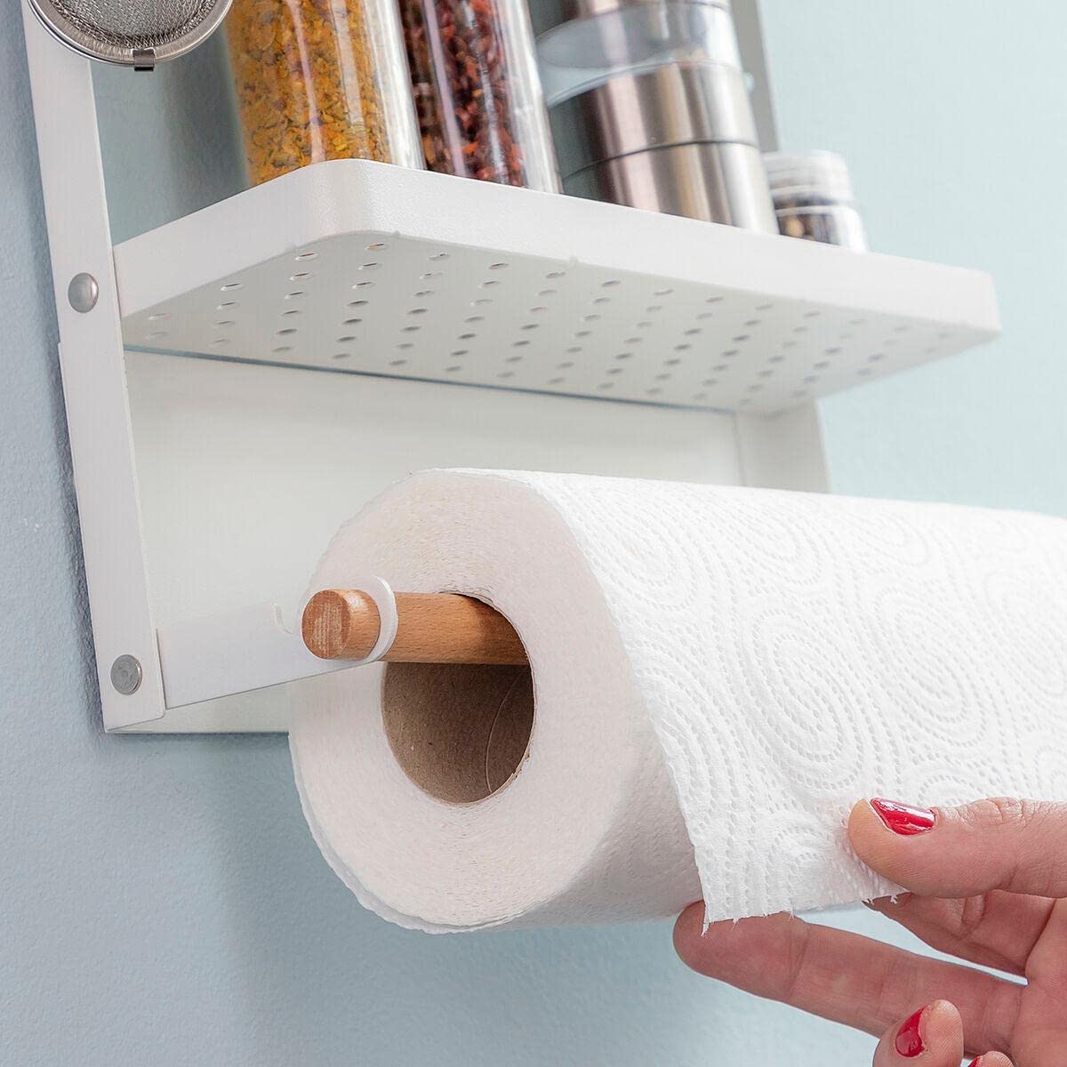 InnovaGoods - MagoRac Folding Magnetic Shelf, Multipurpose and Robust, Perfect for Kitchen and Bathroom, Modern Design, White, Steel Alloy, Standard