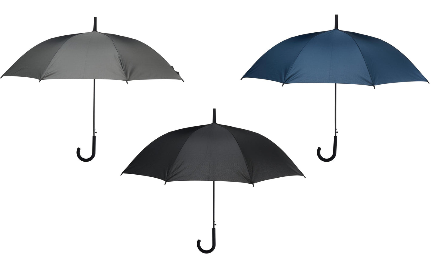 Ombrello Automatico 23 Pollici con Manico Curvo Ergonomico - Apertura Rapida Antivento Resistente - Nero Grigio Blu - Uomo Donna Viaggio