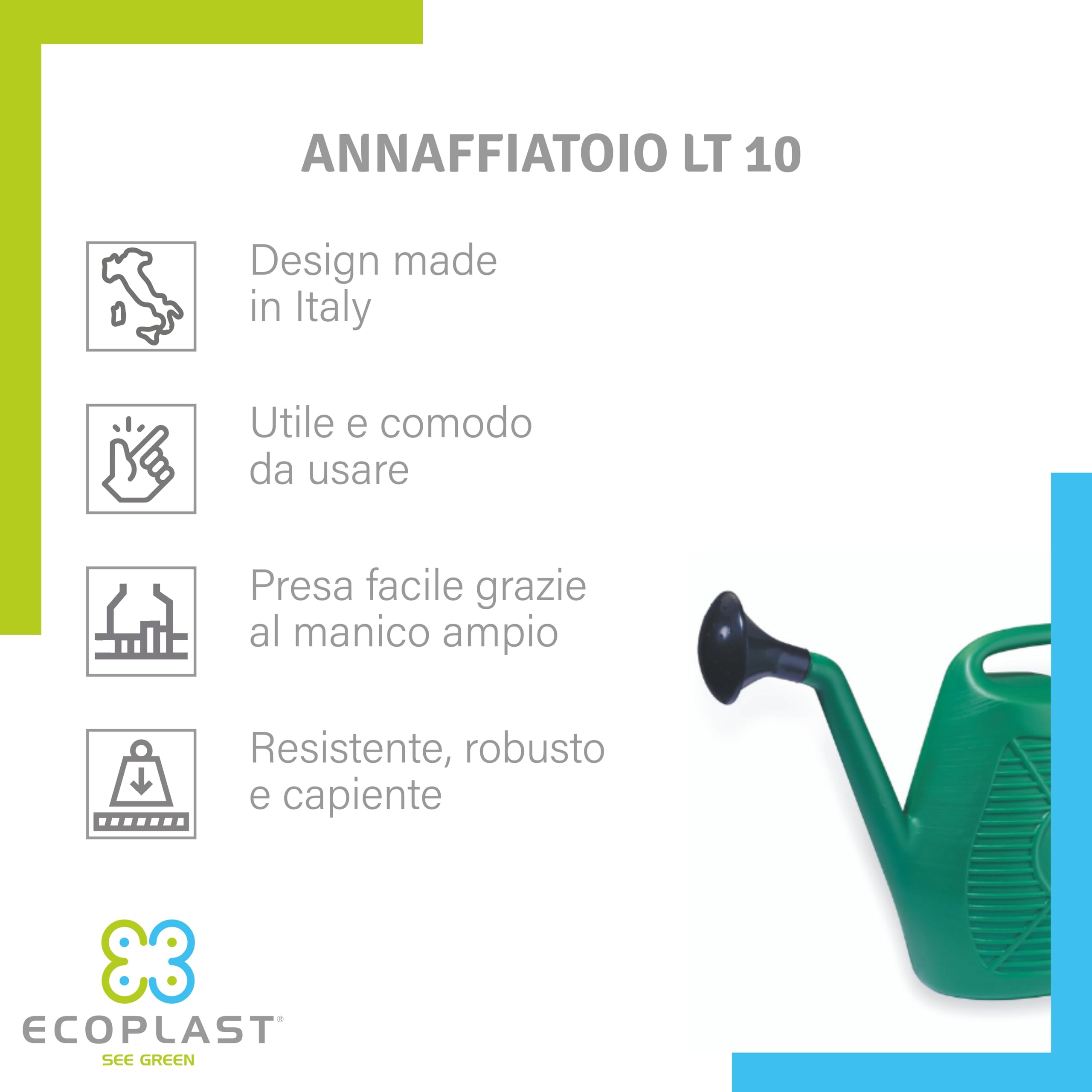 Annaffiatoio Ecoplast 10L con Doccetta Made in Italy