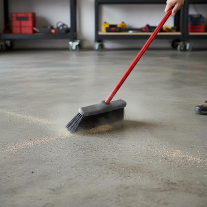 Set 5 Scope Industriali Professionali con Setole Rigide 27cm e Manico Metallo 140cm - Giardino ed Esterni