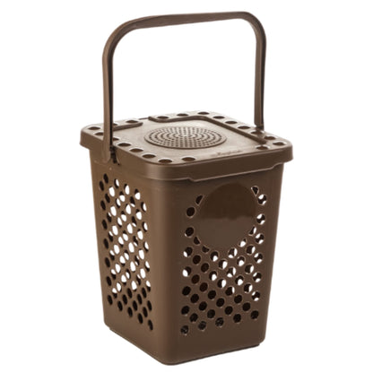 Ecoplast, Pattumiera Forata per Raccolta Differenziata, Apertura a Libro, Flessibile e Indeformabile, Resiste a tutte le Temperature, Interno ed Esterno, Oltre 80% Plastica Riciclata, marrone