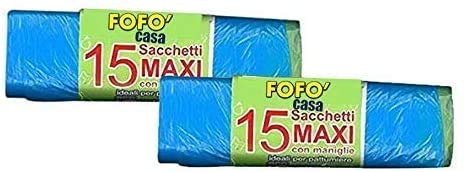 150 PZ. SACCO IMMONDIZIA AZZURRO MIS. MAXI CM.70x75 CON MANIGLIE