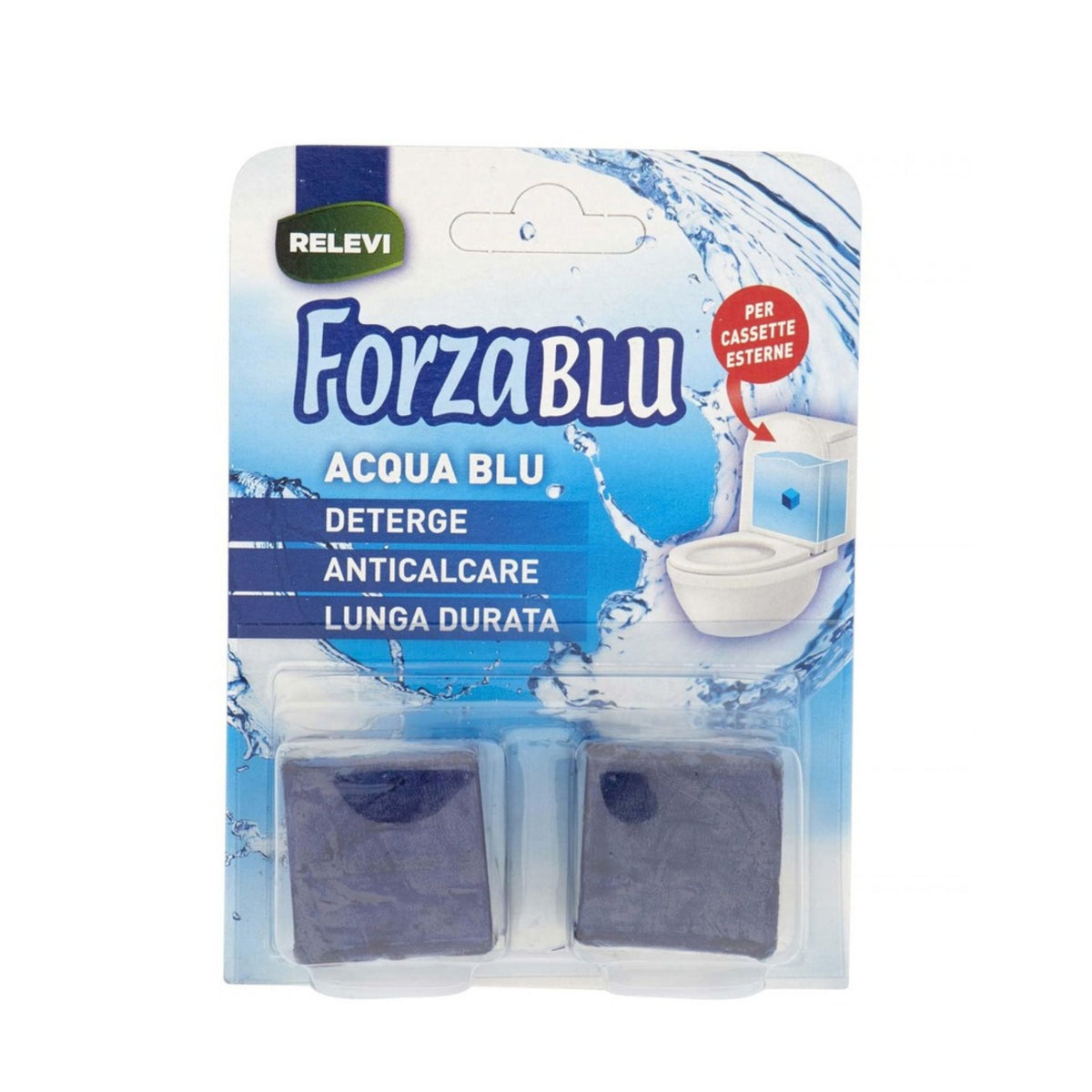 Relevi Forza Blu 2 Cubi Detergente Solido WC Anticalcare 150g - Cassette Esterne