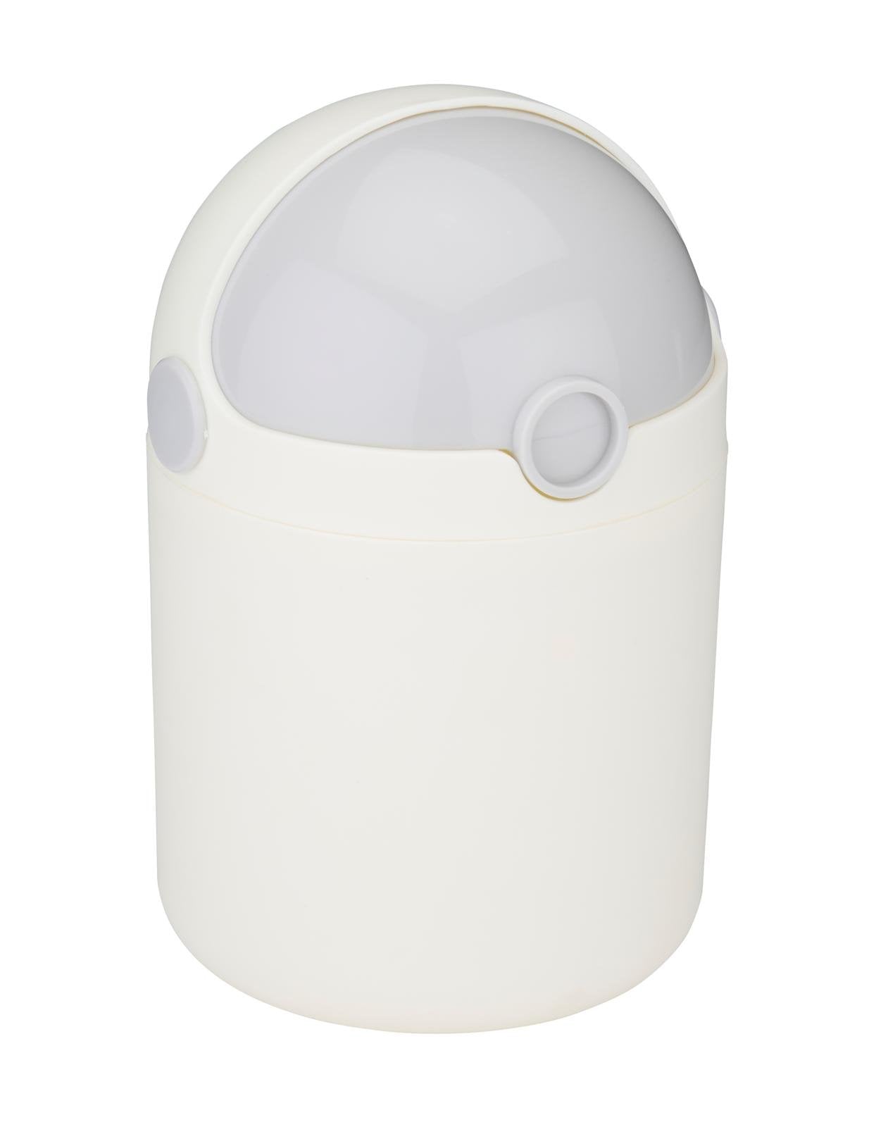 Cestino da Scrivania Bianco con Coperchio Basculante Alpina 12x12x19cm - Pattumiera Compatta