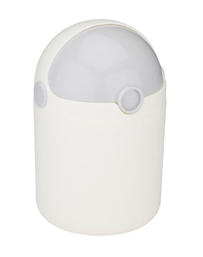 Cestino da Scrivania Bianco con Coperchio Basculante Alpina 12x12x19cm - Pattumiera Compatta