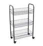 Carrello Cucina Carrellino Trolley Multiuso Porta Frutta Portaverdura Portatutto Carrello Salvaspazio in Metallo con 3 Cestini Rettangolari 4 Ruote 3 Colori 41 x 26 x 64 cm