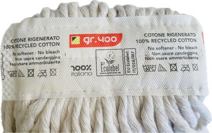 kit 3 pz ricambio mop cotone professionale a fascia gr. 400 + 1 pinza per mop Bianco