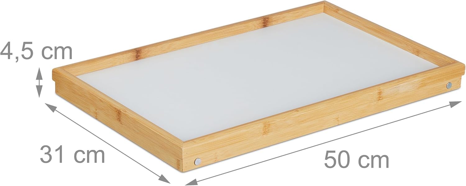 Plateau de lit pliable en bambou, plateau de fauteuil, plateau de petit-déjeuner, avec pieds pliables, couleur naturelle, marron, 31 x 50 x 23,5 cm