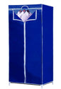 FERCASASHOP Wardrobe with Metal Frame, Space-Saving Cabinet with TNT Fabric Covering, Zip Closure and Camping Clothes Rail, Dimensions 70 x 50 x 160 cm (Blue)