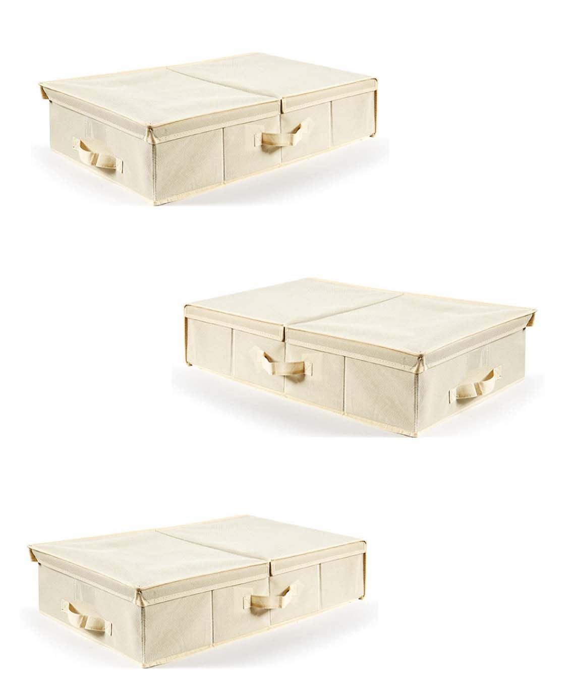 Set 3 Scatole Portaoggetti Pieghevoli con Coperchio
