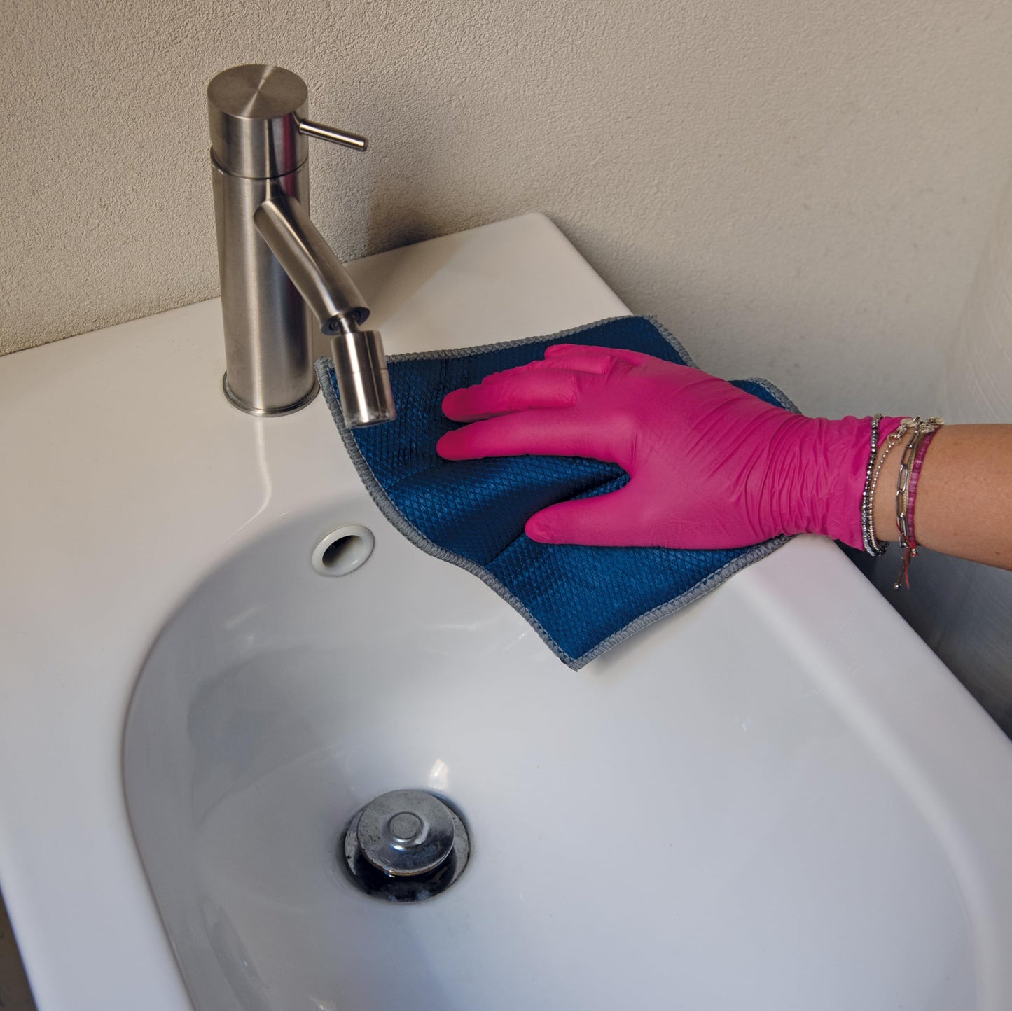 Panno Bagno, Tessuto, Avio/Cipria, 17x21x0.5 cm