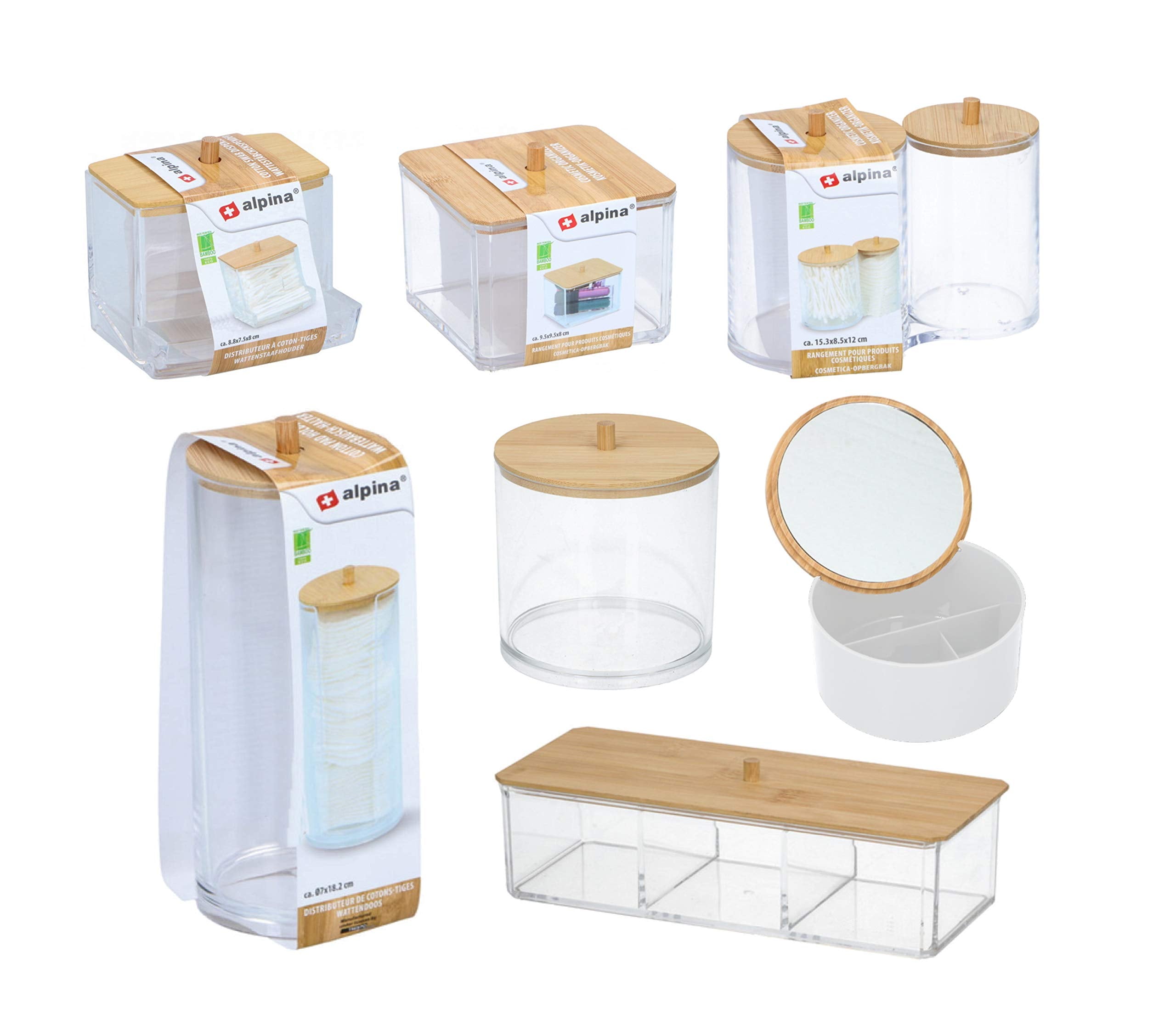 Alpina - Rectangular Bamboo Cosmetic Organizer, 23.4 x 9.5 x 7 cm