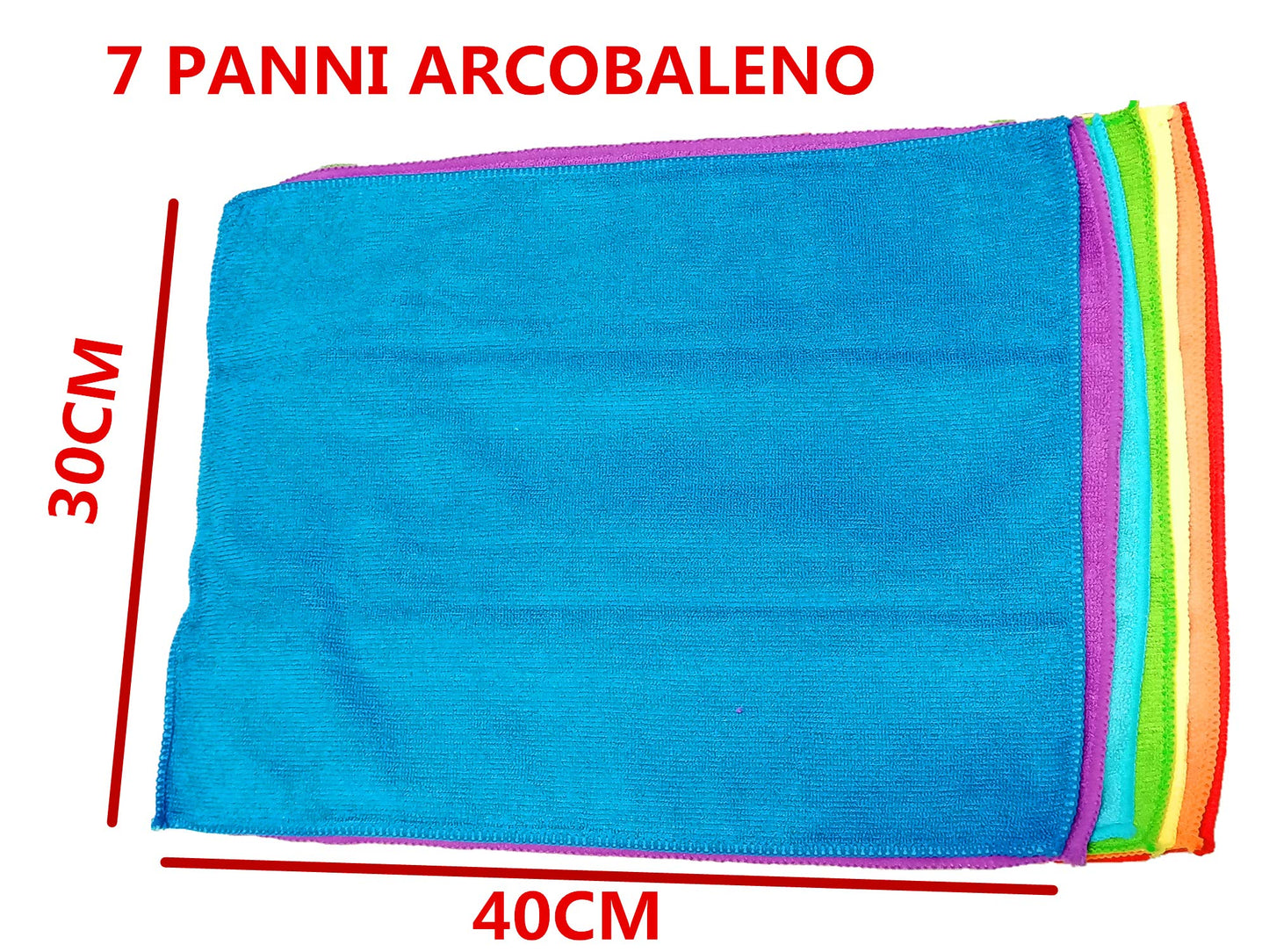 Set 7 Panni Microfibra Multiuso 30x40cm - Strofinacci Cucina Colorati Assorbenti