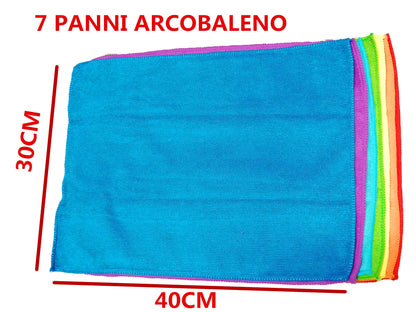 Set 7 Panni Microfibra Multiuso 30x40cm - Strofinacci Cucina Colorati Assorbenti