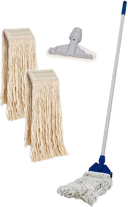 Set Mop Professionale Cotone 400g Manico Alluminio 140cm Pinza - Lavapavimenti