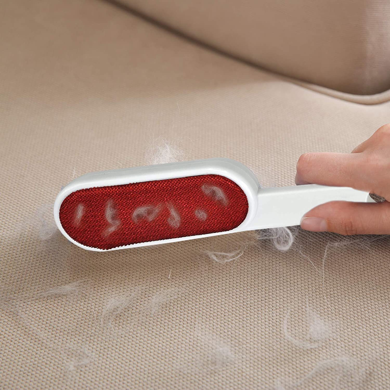 SET OF 2 DOUBLE-DIRECTION VELVET BRUSHES FOR FABRICS, IN WHITE PLASTIC