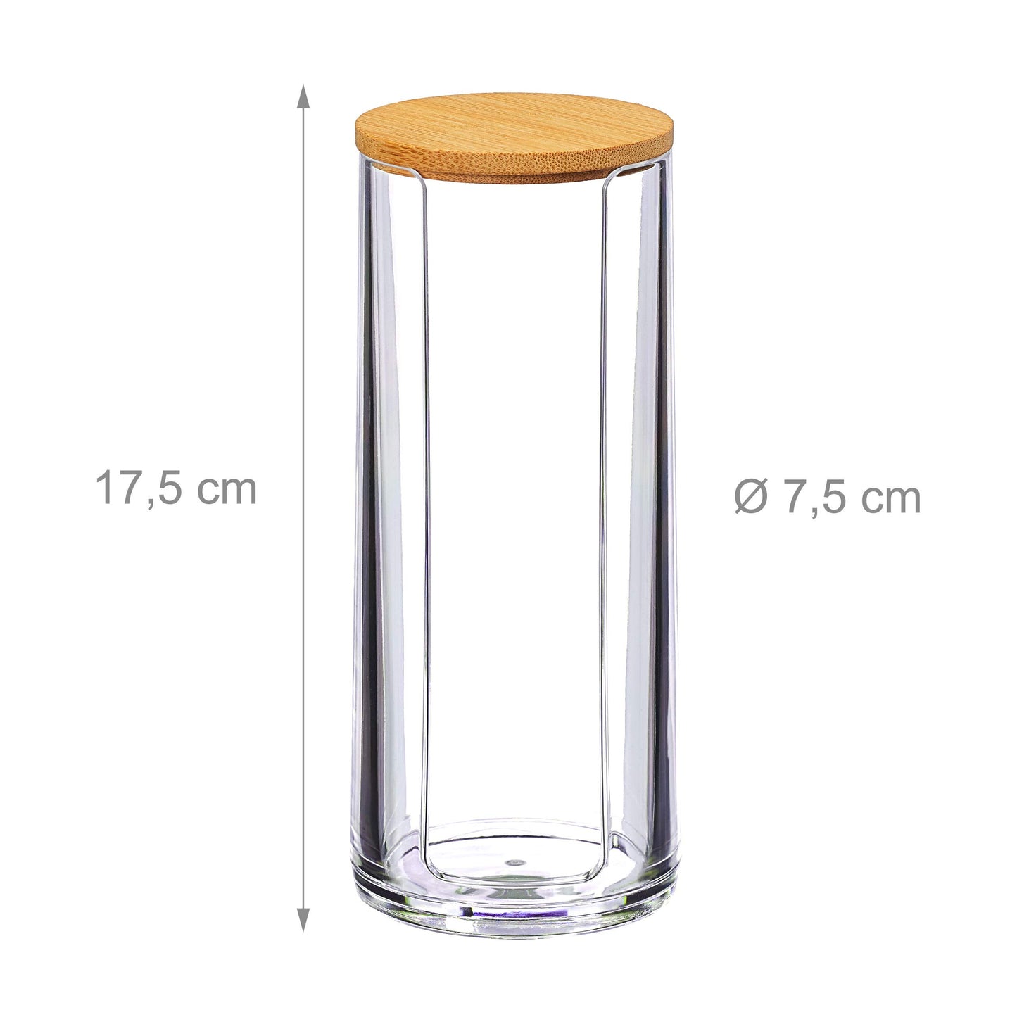 Set da 2 Dispenser per Dischetti di Cotone, Acrilico, Cilindrico, con Coperchio, Bagno, 20x7cm, Vari Colori