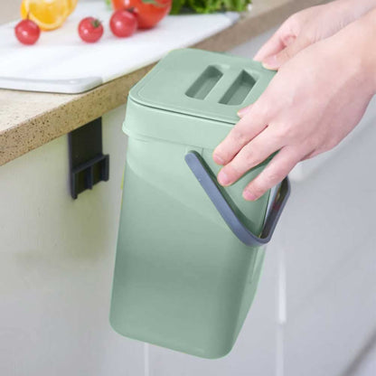 Pattumiera Cucina Bagno Bidone Spazzatura con Gancio per Anta Mobile e Adesivo Fissaggio Muro Parete Cestino Sottolavello Salvaspazio con Coperchio 2 Colori