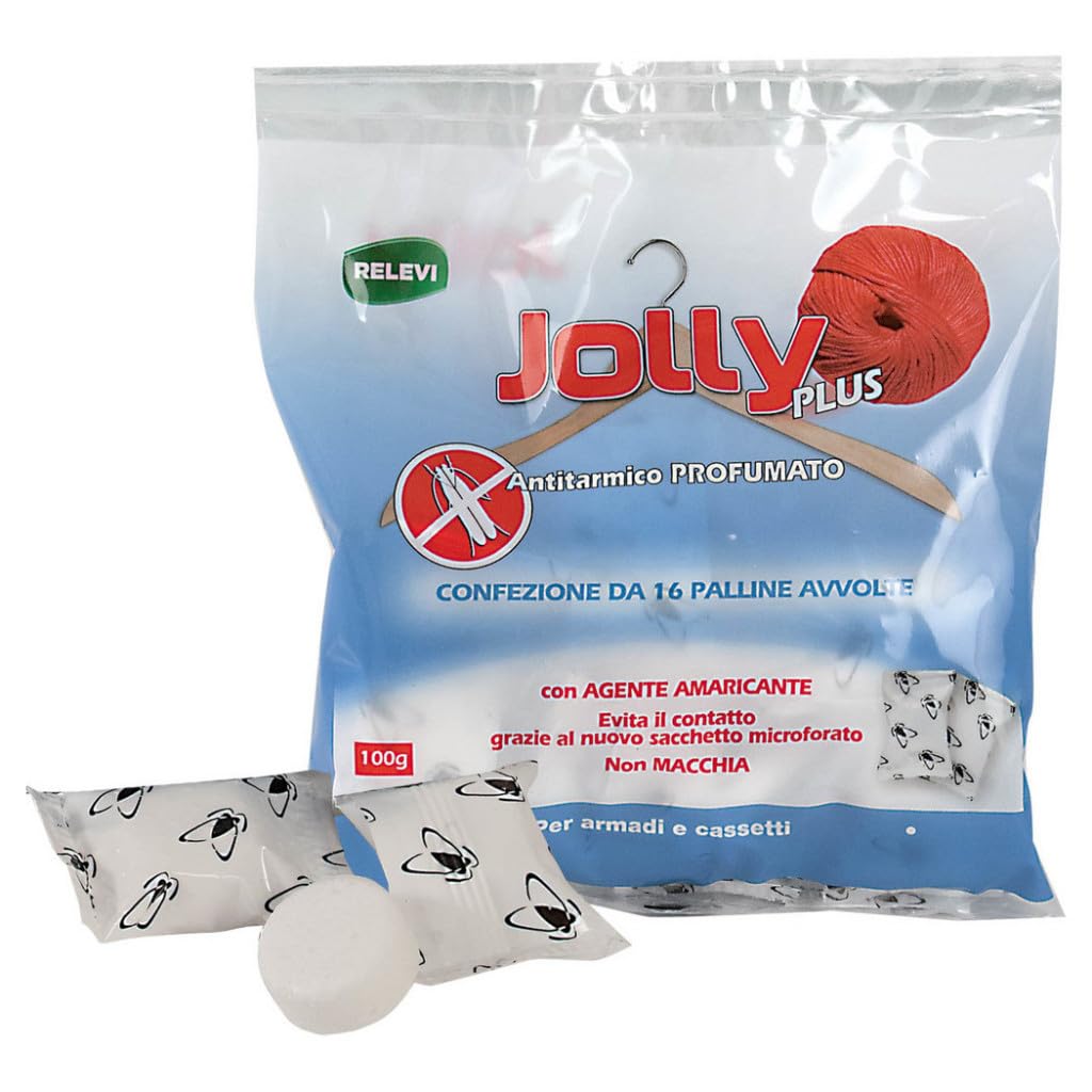 Antitarmico Jolly Plus Profumato per Armadi - 100g [16 bustine] - Antitarme ad Uso Domestico per Tarme e Larve