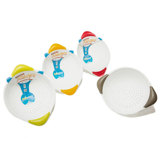 Scolapasta Allegro ø26,5, Colapasta in Plastica con Manici, Colori Assortiti Verde/Rosso/Tortora/Mandarino, Made in Italy