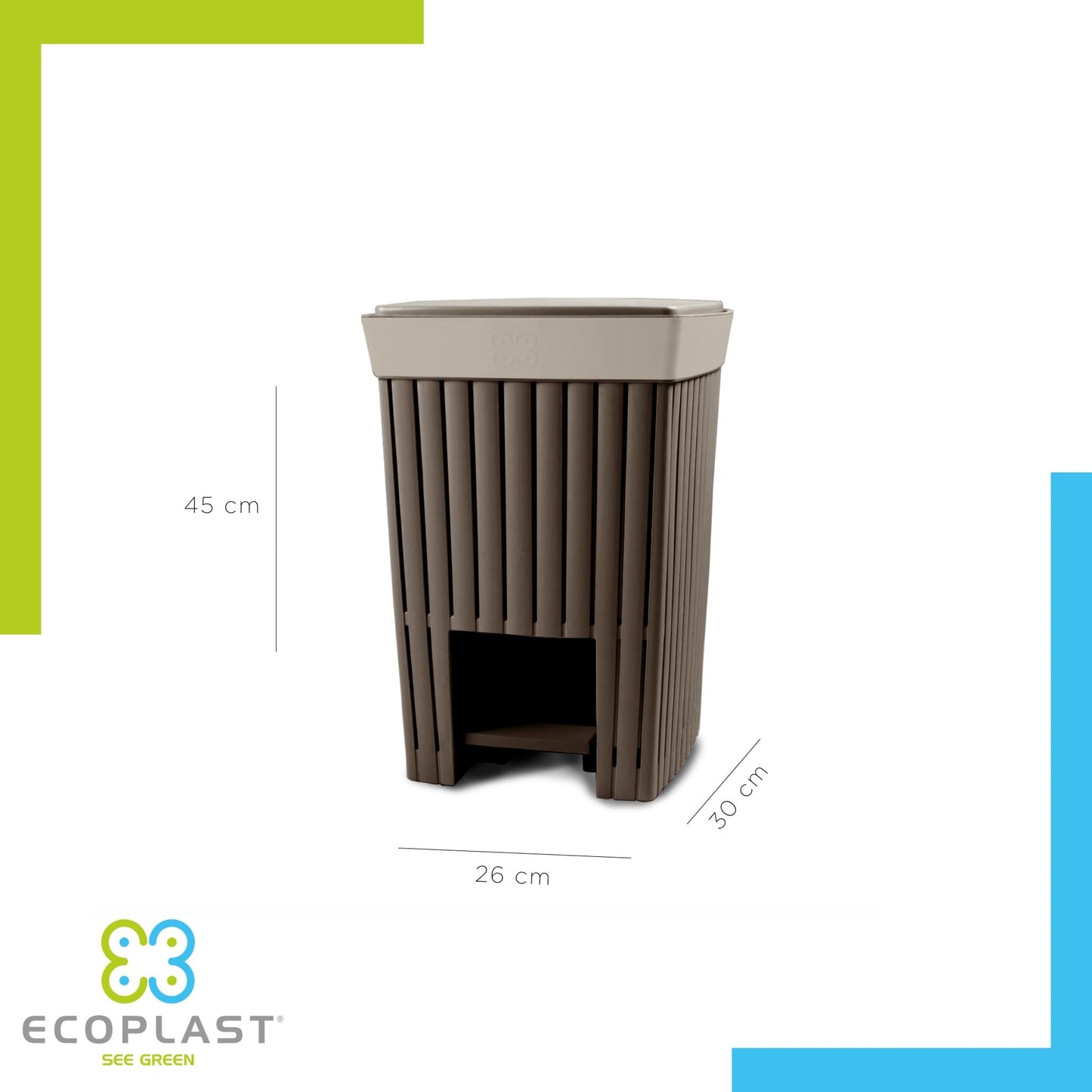 Pattumiera a Pedale Ecoplast 20L - Contenitore Igienico con Coperchio Made in Italy