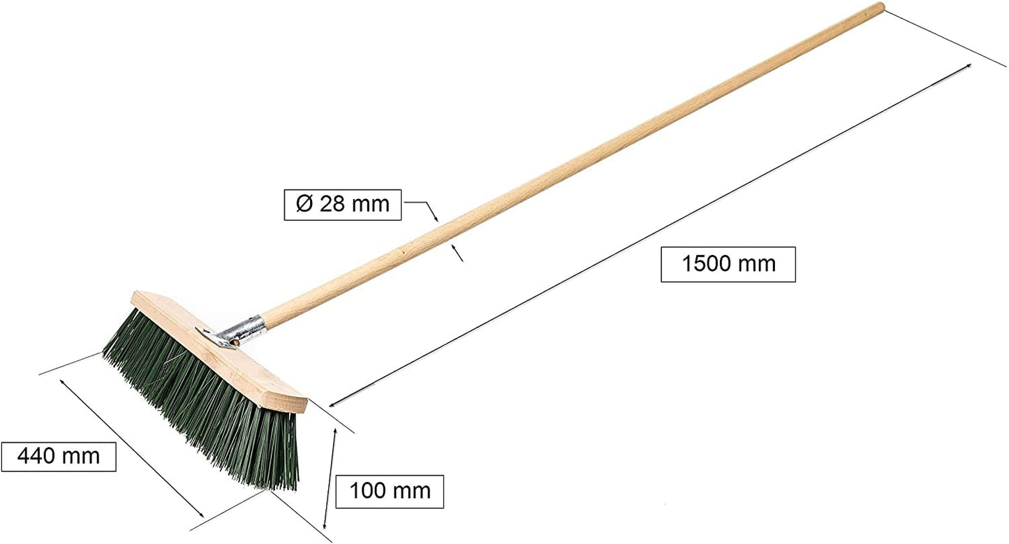 SCOPA SPAZZOLONE INDUSTRIALE IN PVC PER ESTERNI GRANDI SUPERFICI COMPLETO DI MANICO IN LEGNO SPESSORE Ø 28 mm