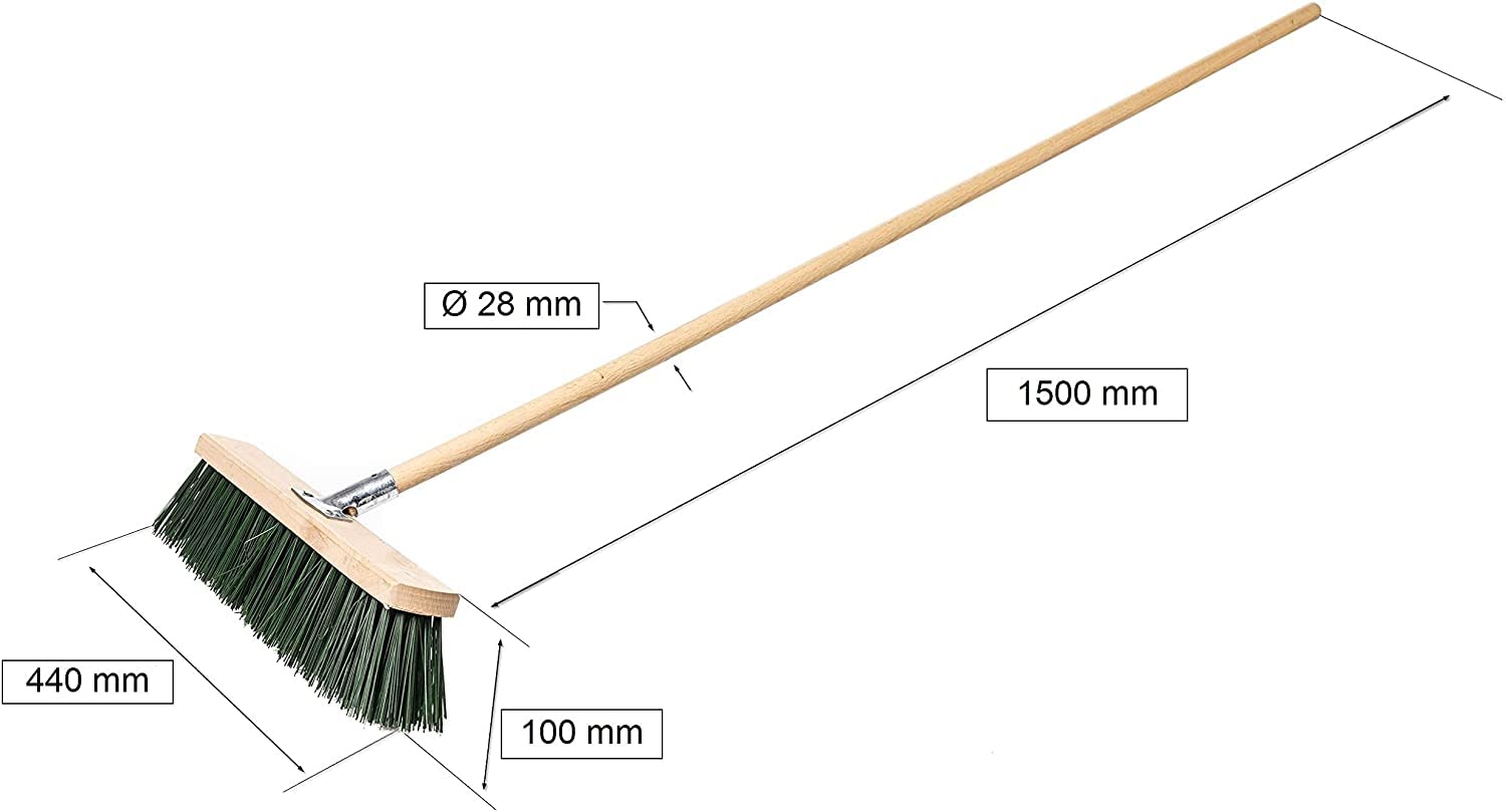 Scopa Spazzolone Industriale PVC 60cm con Manico Legno 150cm - Professionale per Esterni e Grandi Superfici